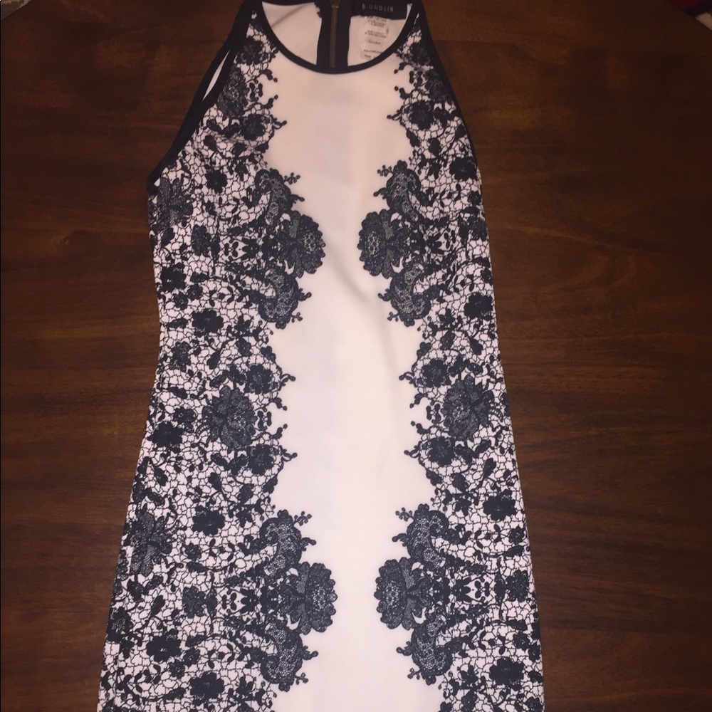 B.Darlin fitted blueish flower printed dress